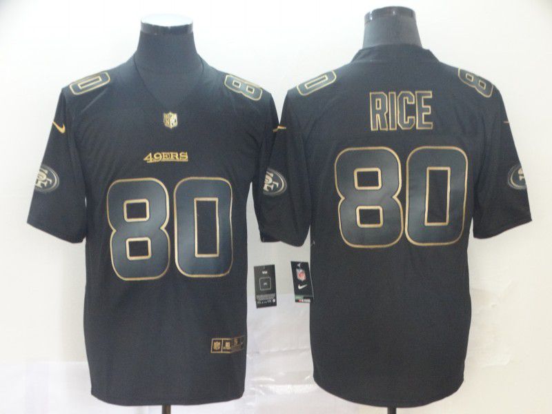 Men San Francisco 49ers #80 Rice Nike Vapor Limited Black Golden NFL Jerseys